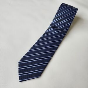 Bellissimo Mens Striped Tie Blue Navy